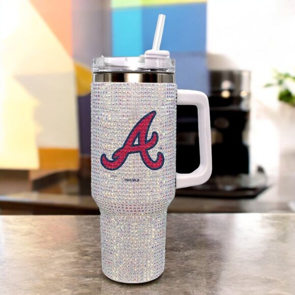 Atlanta Braves Colossal Bling Tumbler 46 Oz Rhinestone Studded NEW in Box - Picture 1 of 6